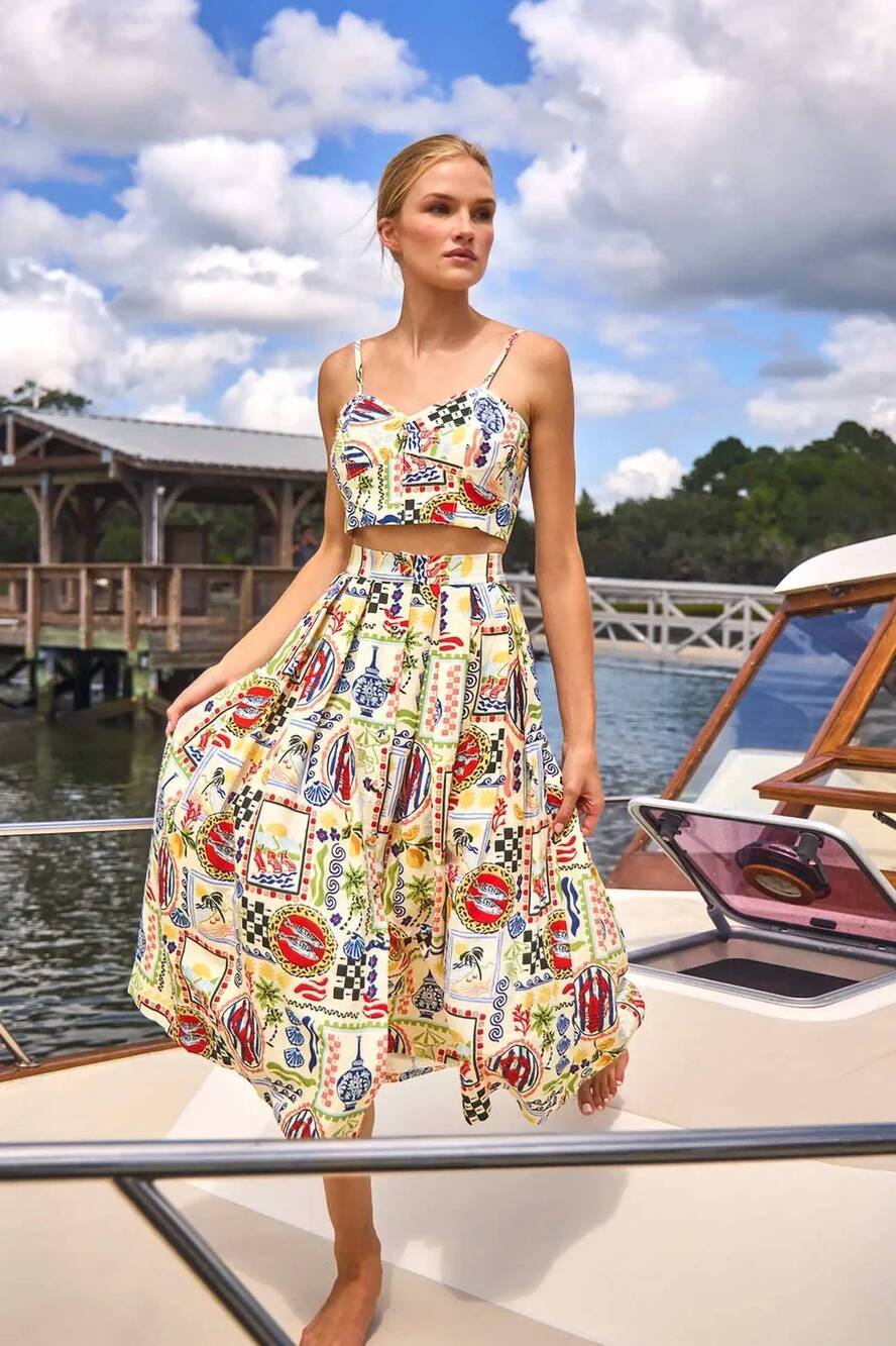 NEW HUNTER BELL brookie spaghetti strap tank top in coastal conversation